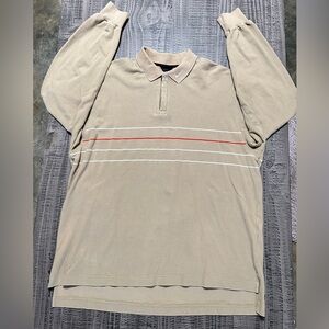 Vtg. Tiger Woods Nike Golf LgSleeve Polo w 1/4 Zip, YinYang Tag, & Collar Swoosh